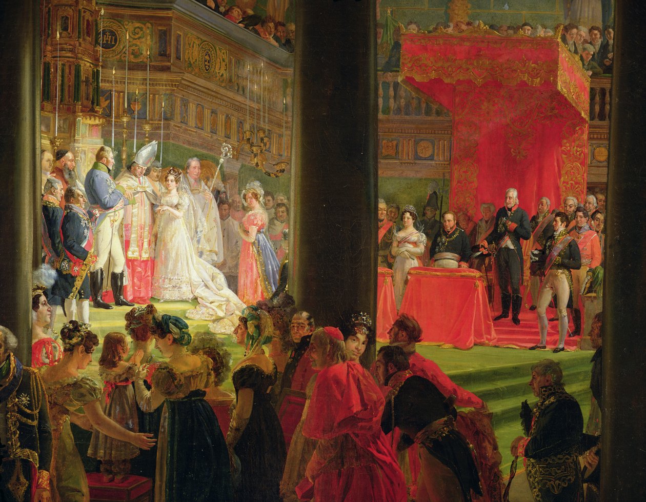 Het huwelijk van Marie-Caroline de Bourbon, Prinses van de Twee Siciliën en Charles-Ferdinand de Frankrijk, Hertog van Berry op 17 juni 1816 door Louis Nicolas Lemasle