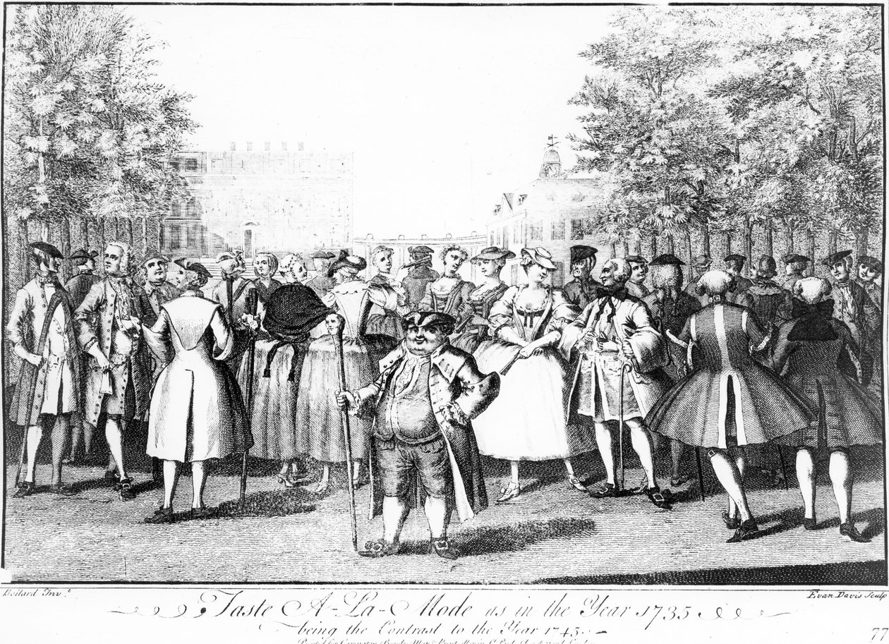 Smaak A-La-Mode zoals in het jaar 1735, zijnde het contrast met het jaar 1745 door Louis Philippe Boitard