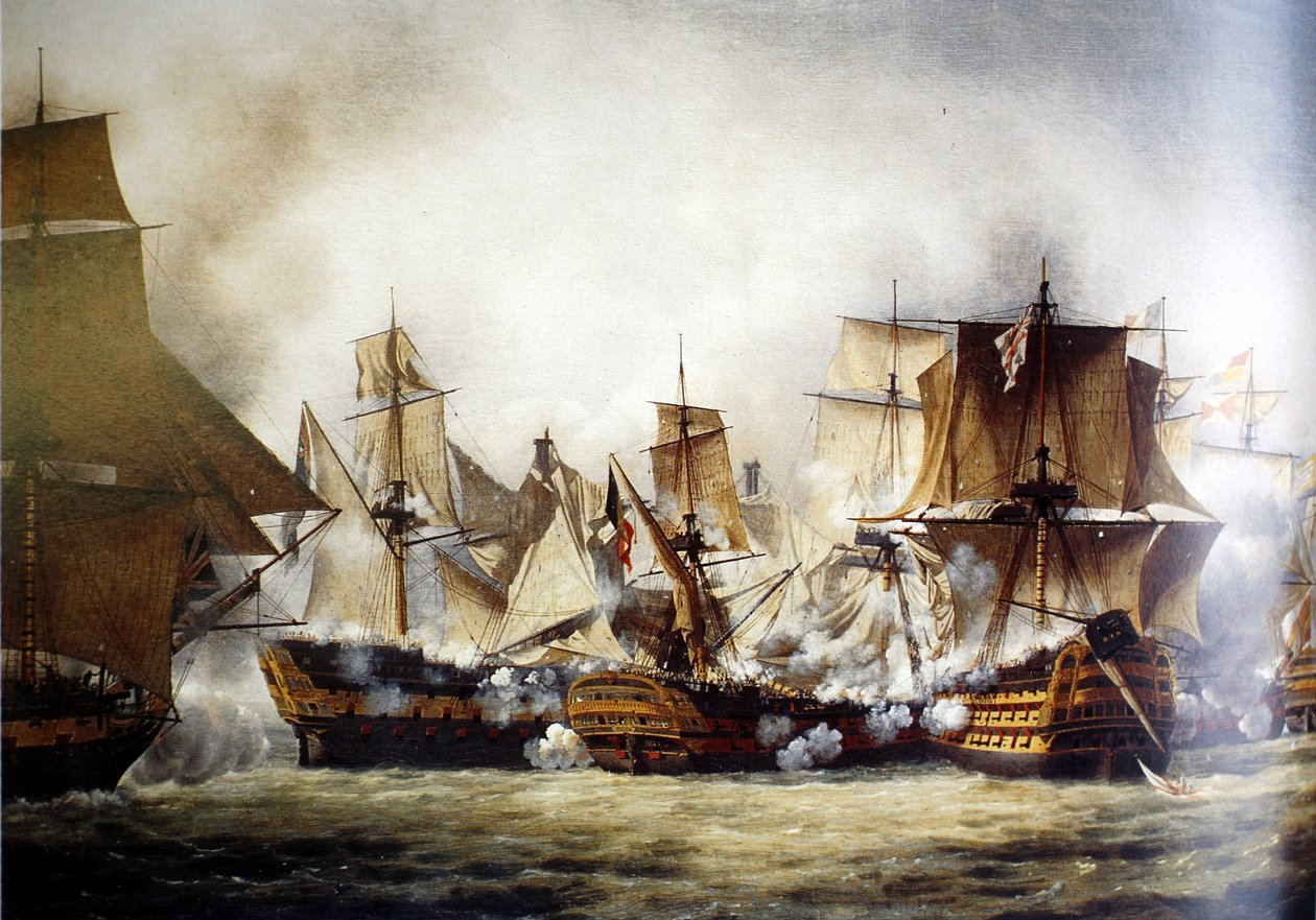 Scène van de slag bij Trafalgar door Louis Philippe Crepin