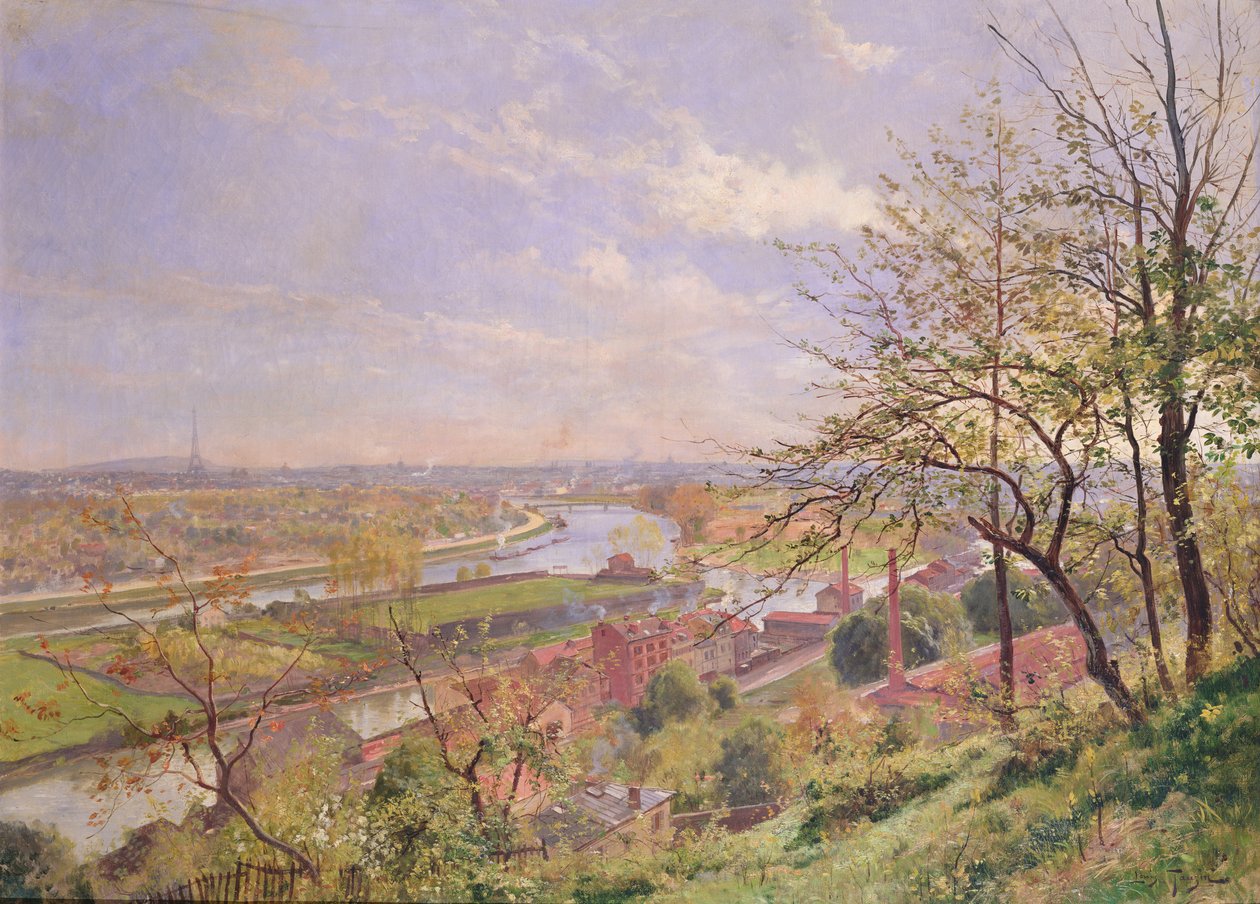 Uitzicht op Boulogne sur Seine, c.1900 door Louis Tauzin