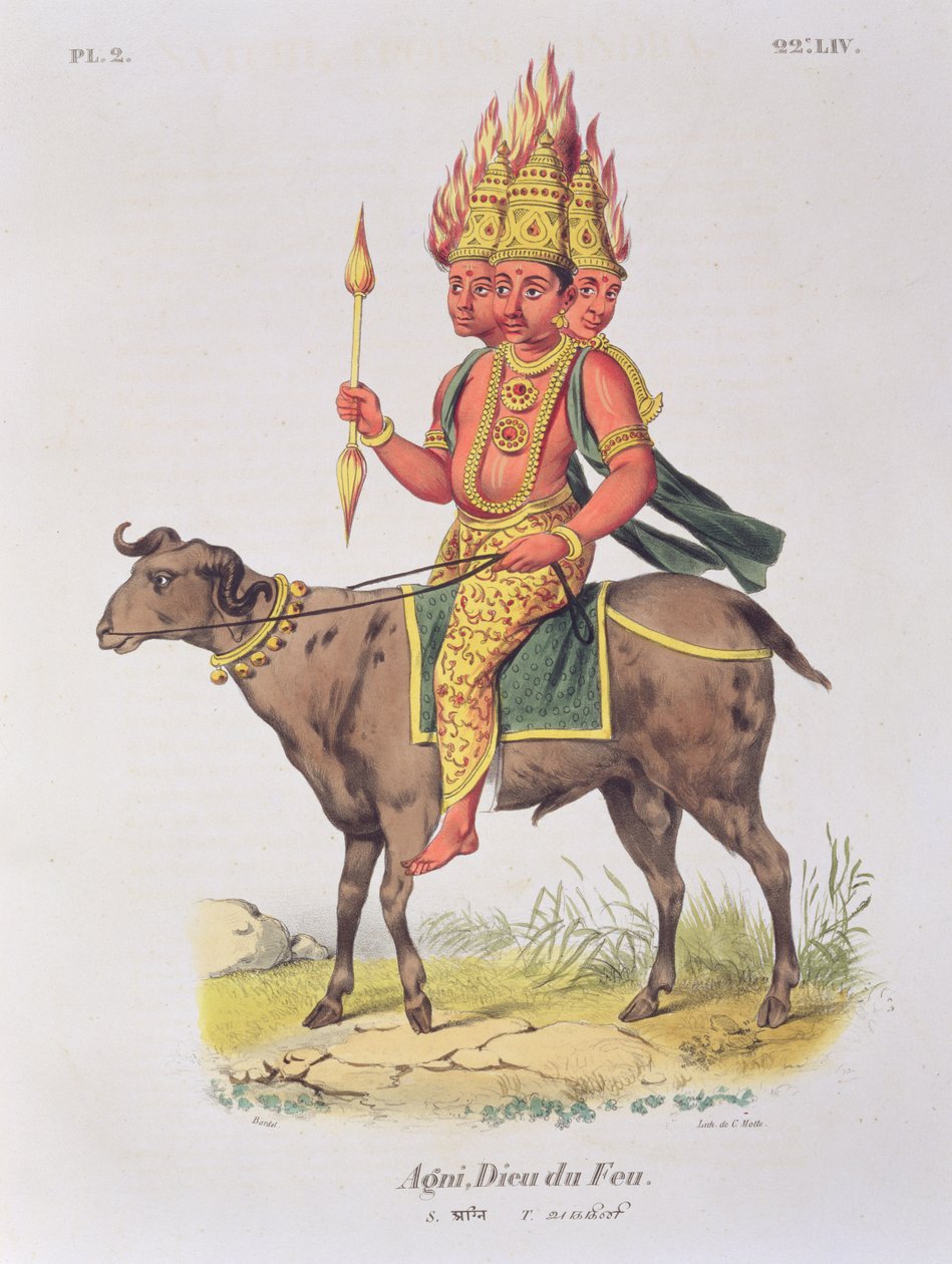 Agni, God van Vuur, gegraveerd door Charles Etienne Pierre (1785-1836) door Louis Thomas Bardel