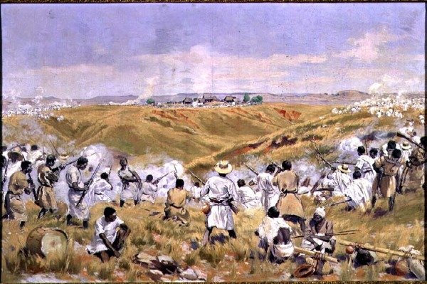 De Slag bij Tsaratsora, Madagaskar, 1 juli 1895 door Louis Tinayre