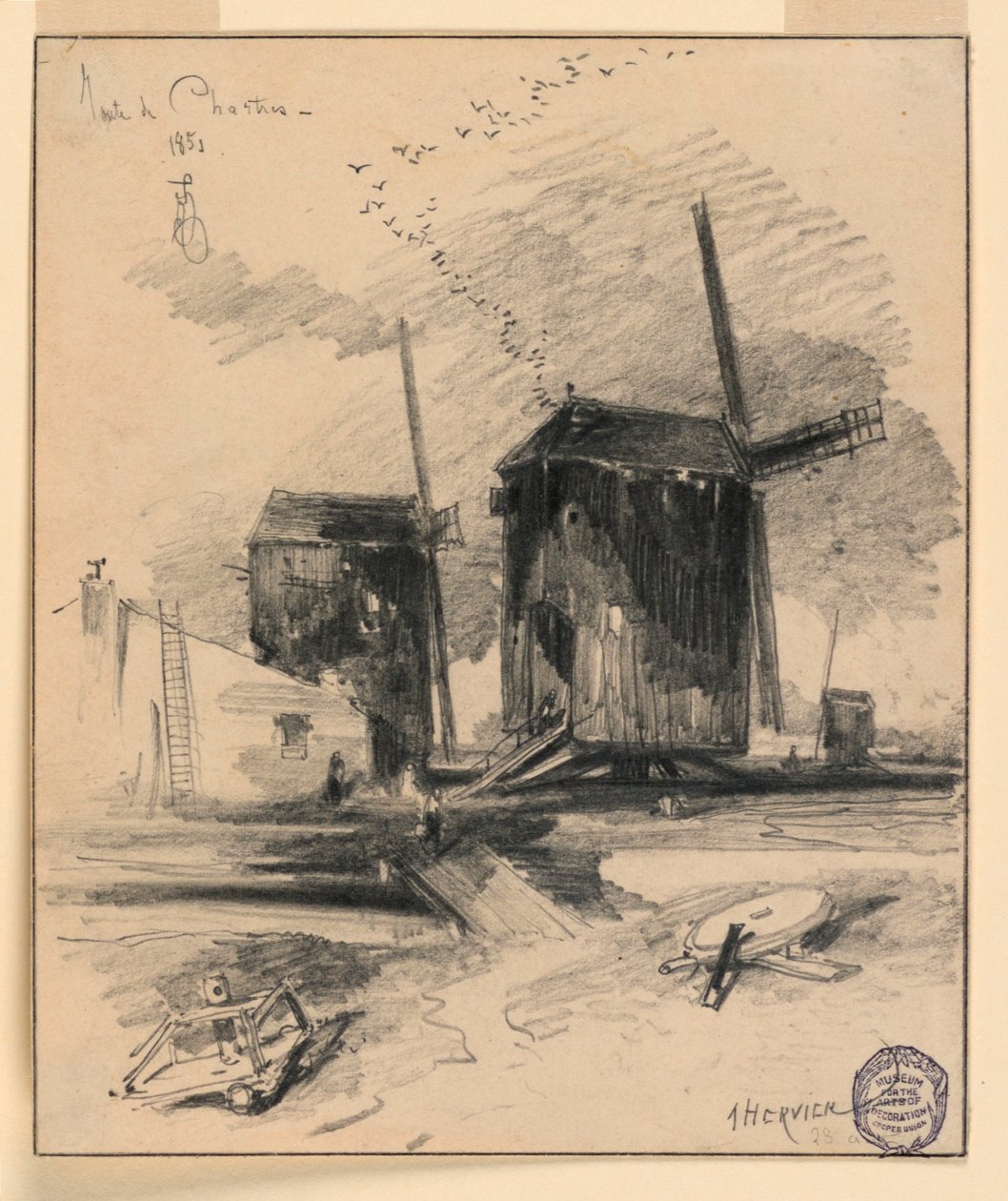 Windmolens door Louis Adolphe Hervier