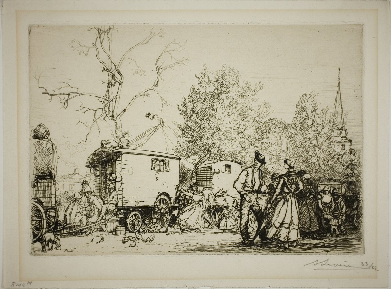 Op de beurs van Saint-Jean-de-Monts door Louis Auguste Lepère