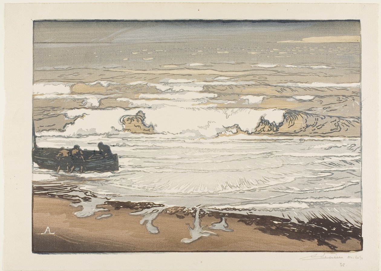 Brekende golven, september getij door Louis Auguste Lepère