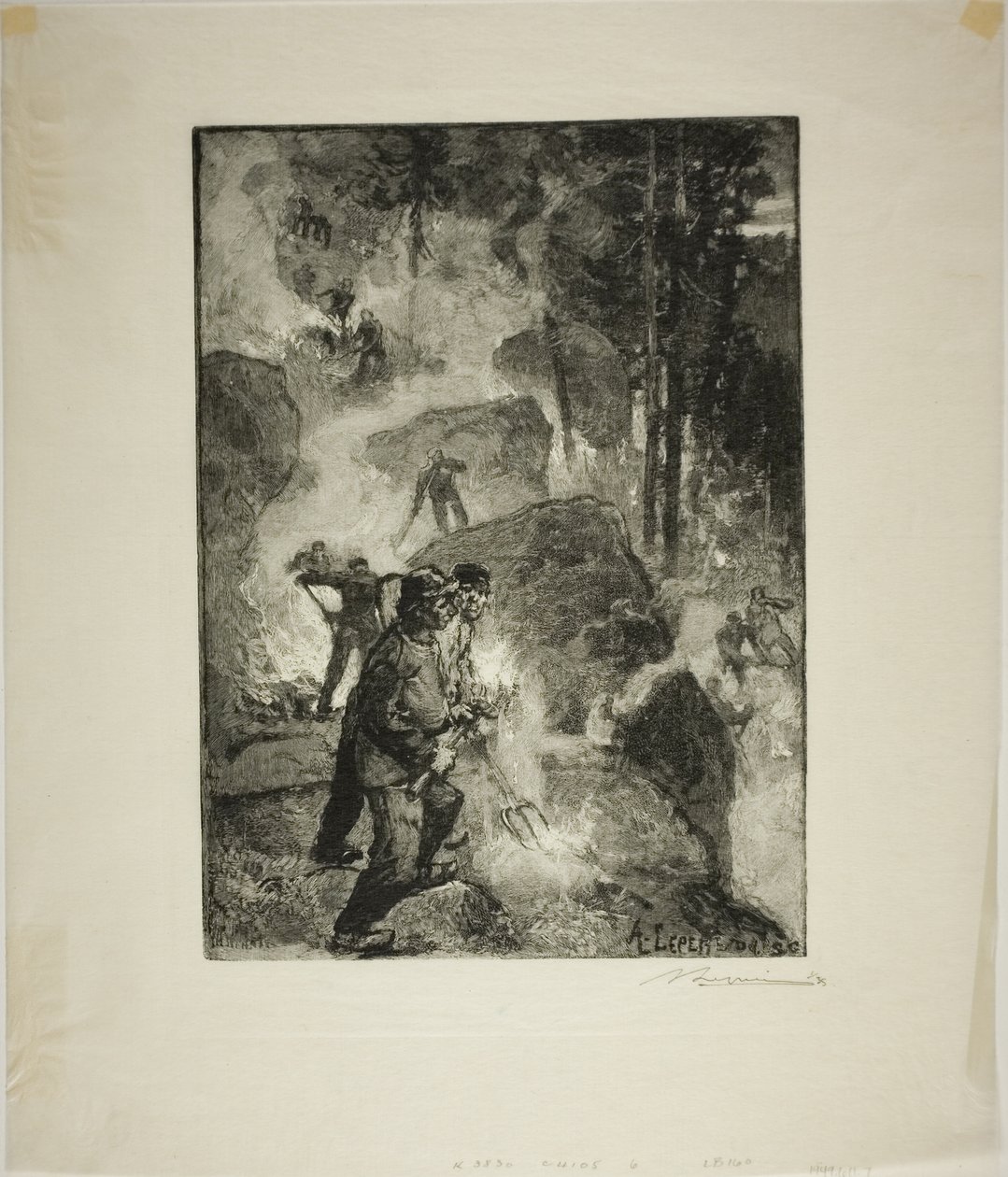 Varenbranders in het bos door Louis Auguste Lepère