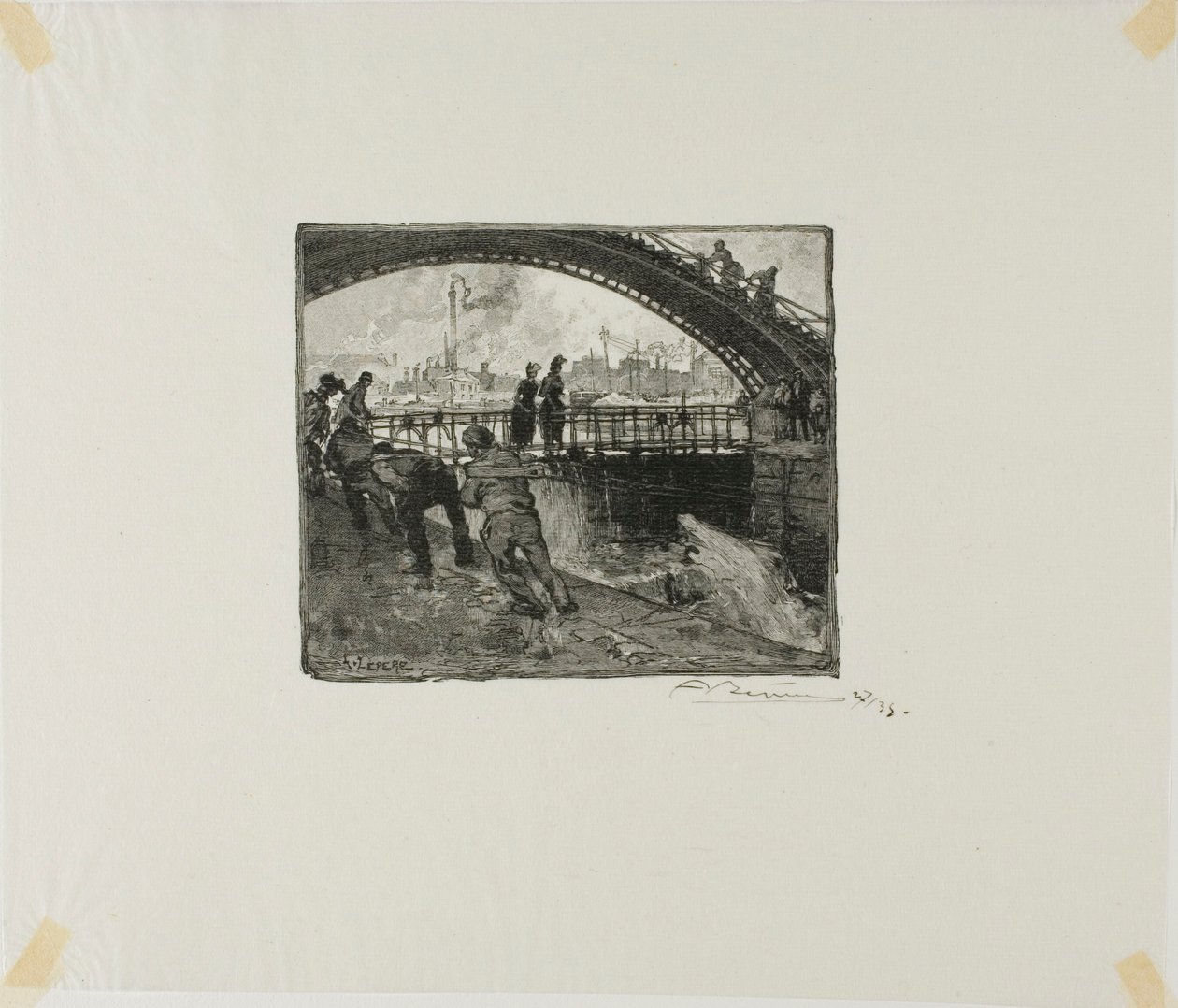 Sluis van het Canal Saint-Martin door Louis Auguste Lepère
