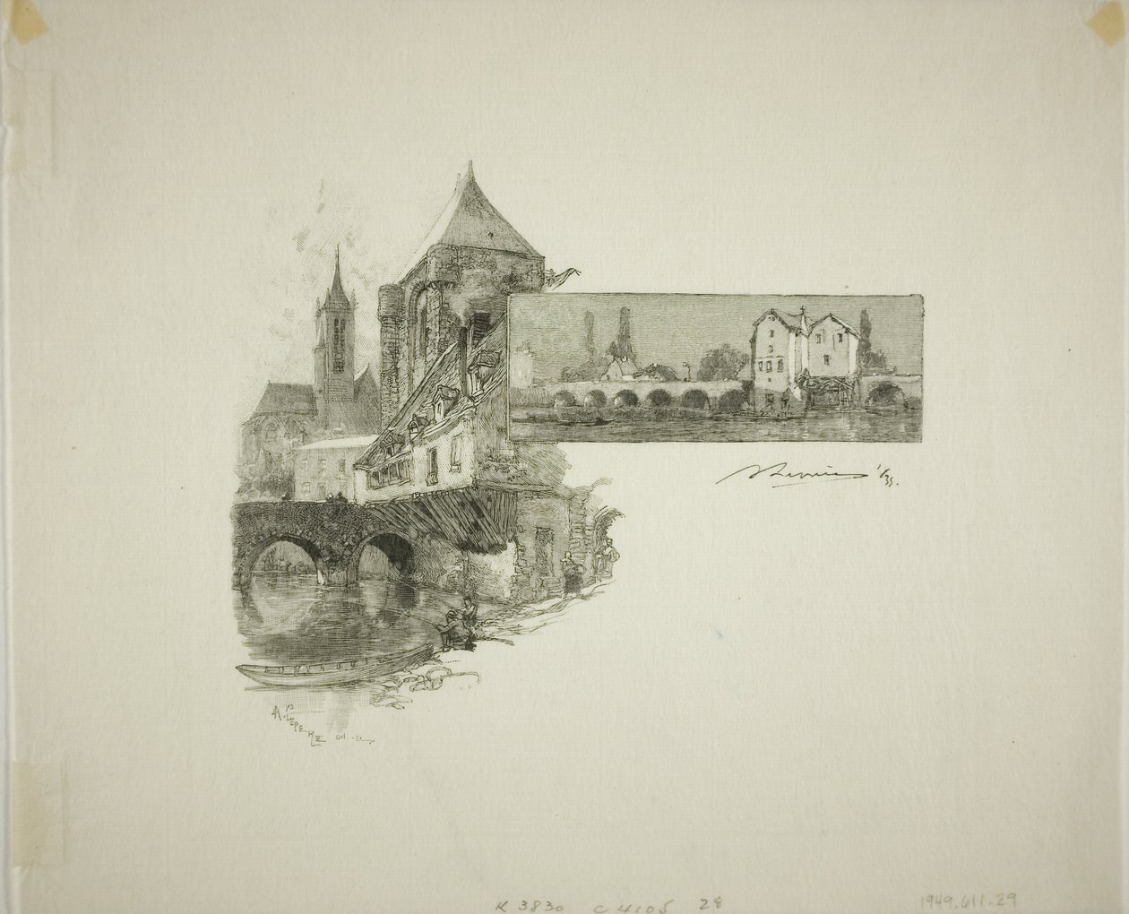 Moret: de houtmolen door Louis Auguste Lepère