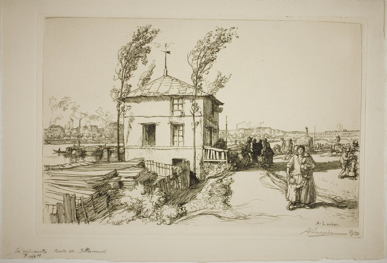 Taverne op weg naar Billancourt door Louis Auguste Lepère