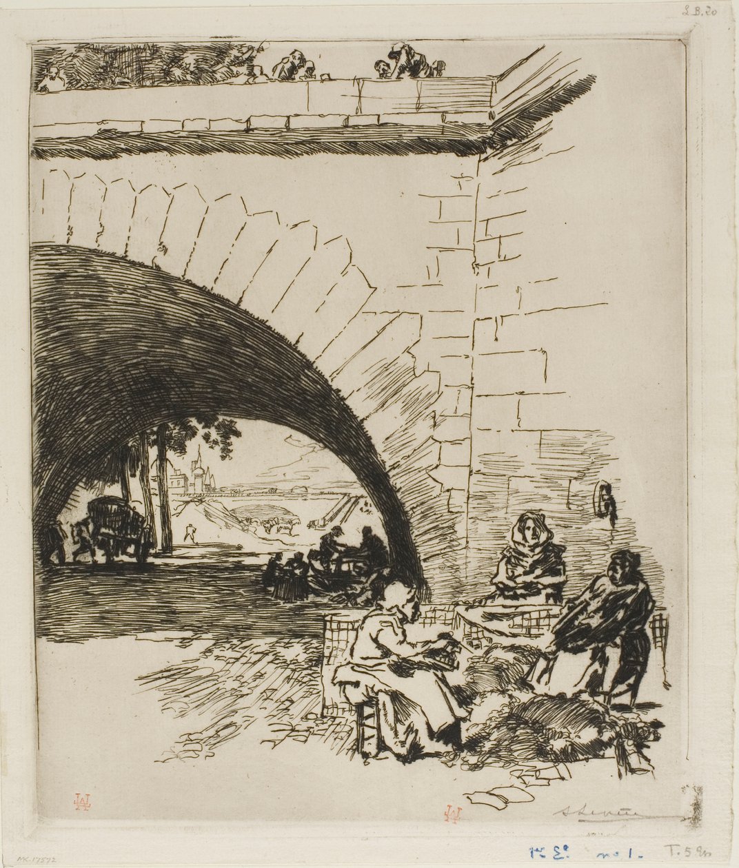 Wolcarders bij Pont Marie door Louis Auguste Lepère