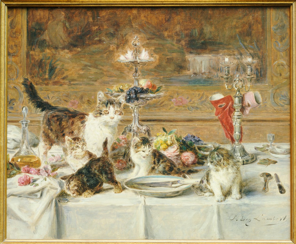 Na het diner gasten door Louis Eugene Lambert