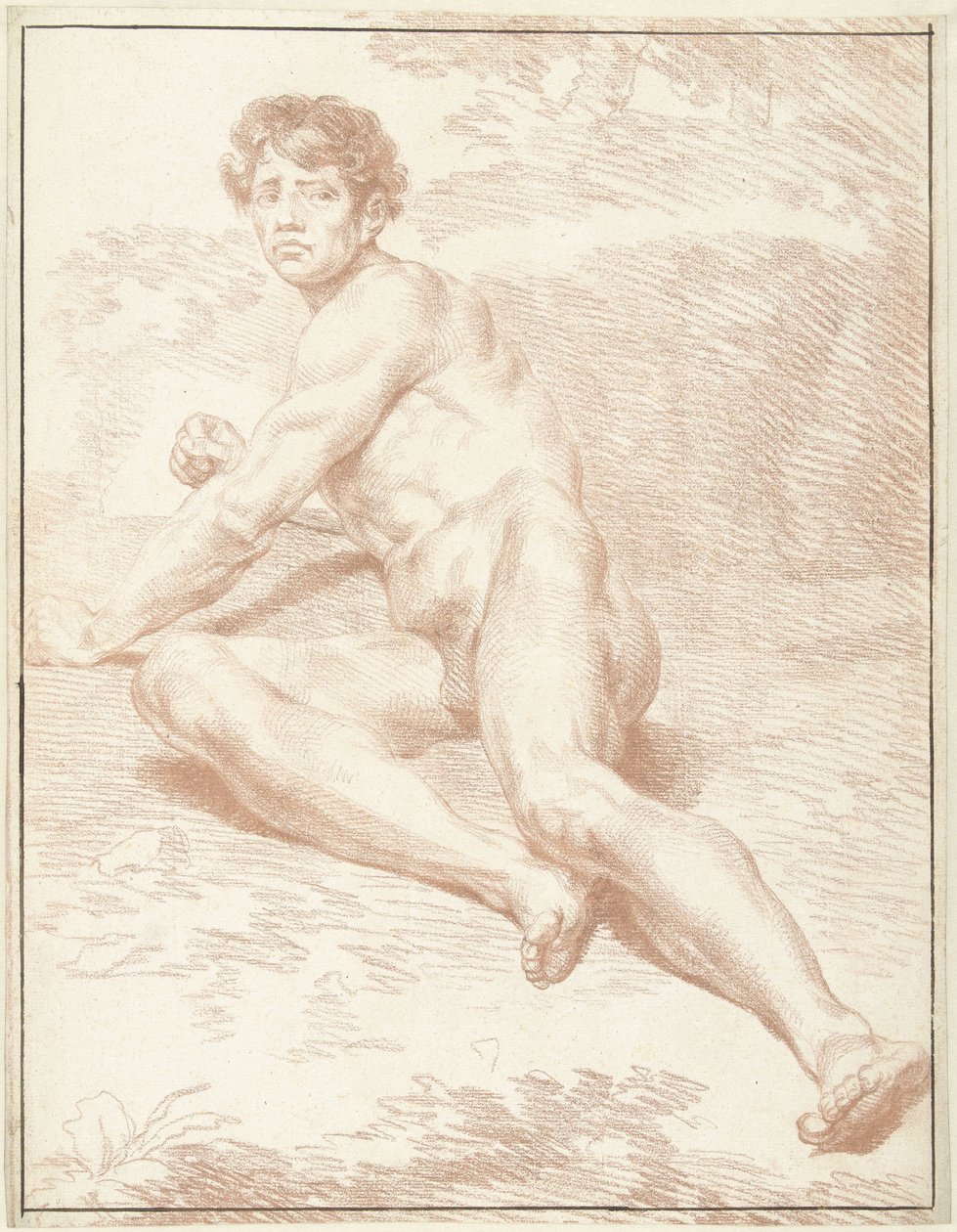 Mannelijk naakt, liggend, zich oprichtend door Louis Fabritius Dubourg
