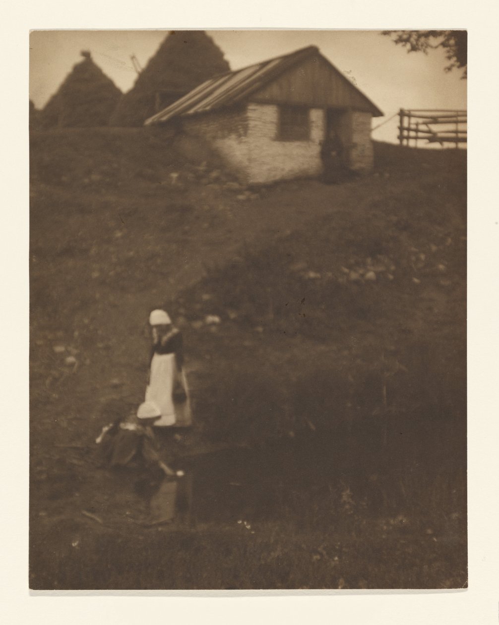 [Twee jonge meisjes in een landschap] door Louis Fleckenstein