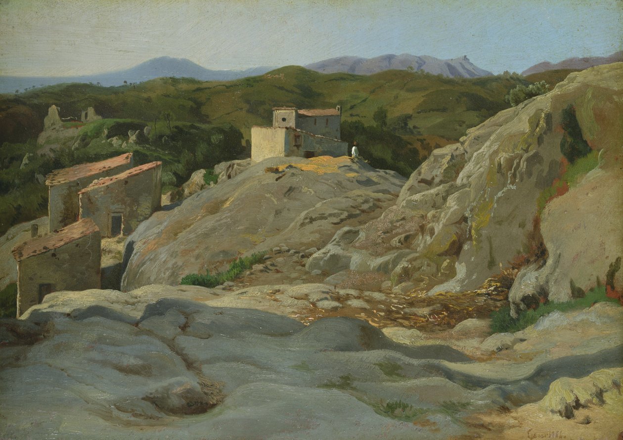 Italiaans dorp door Louis Gurlitt