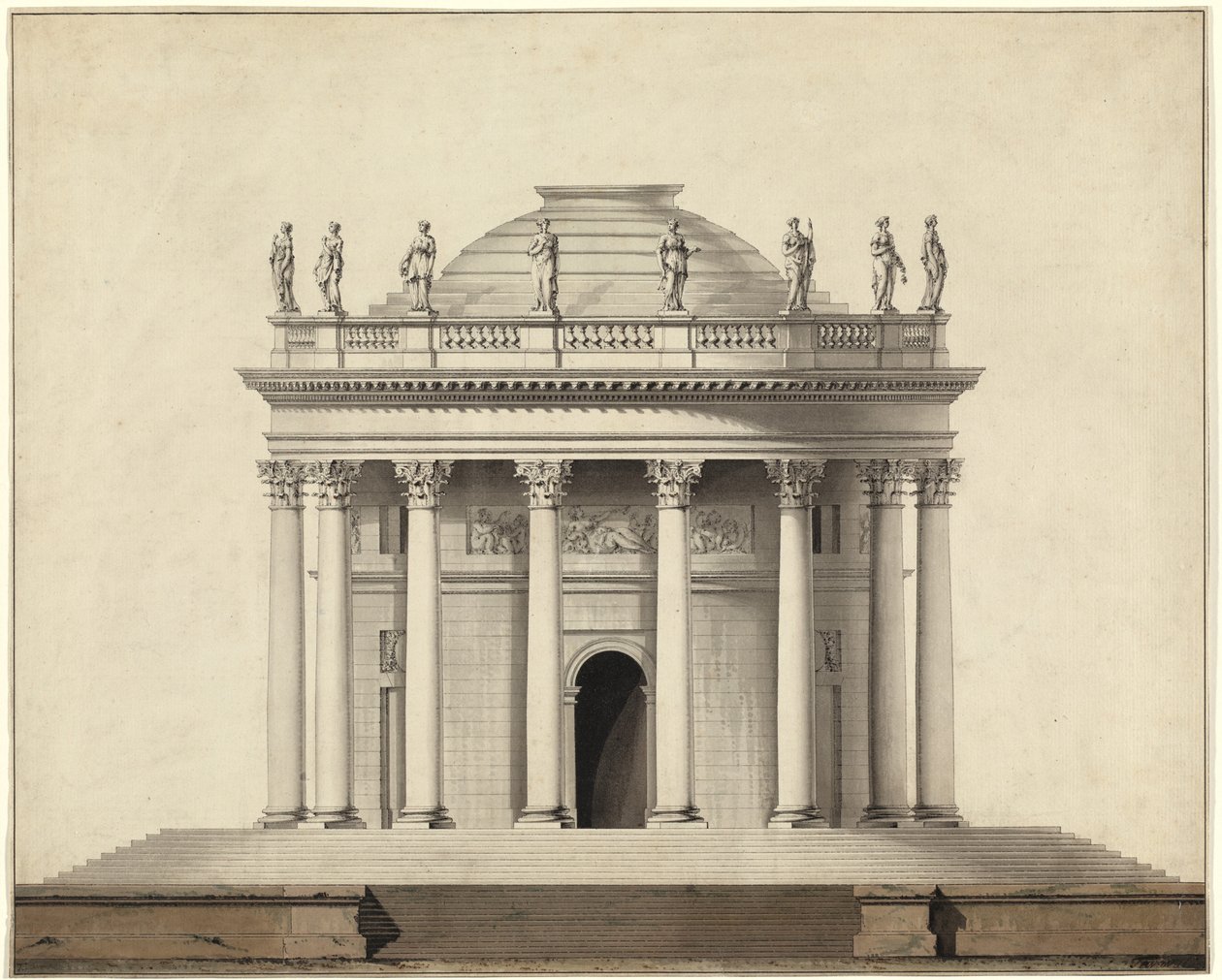 Een klassiek tempel door Louis Gustave Taraval