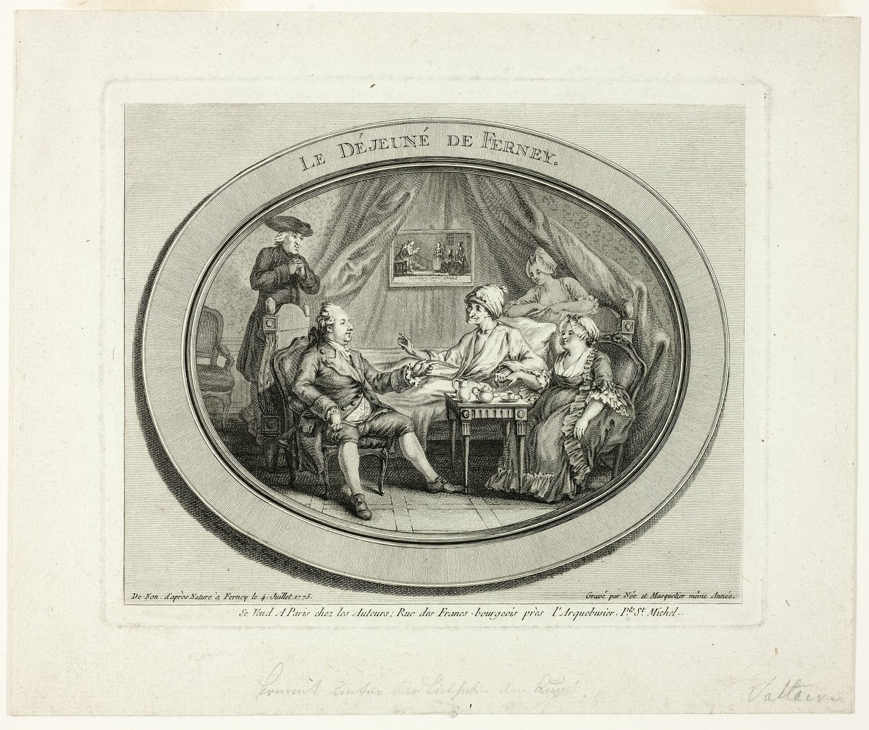De lunch in Ferney door Louis Joseph Masquelier