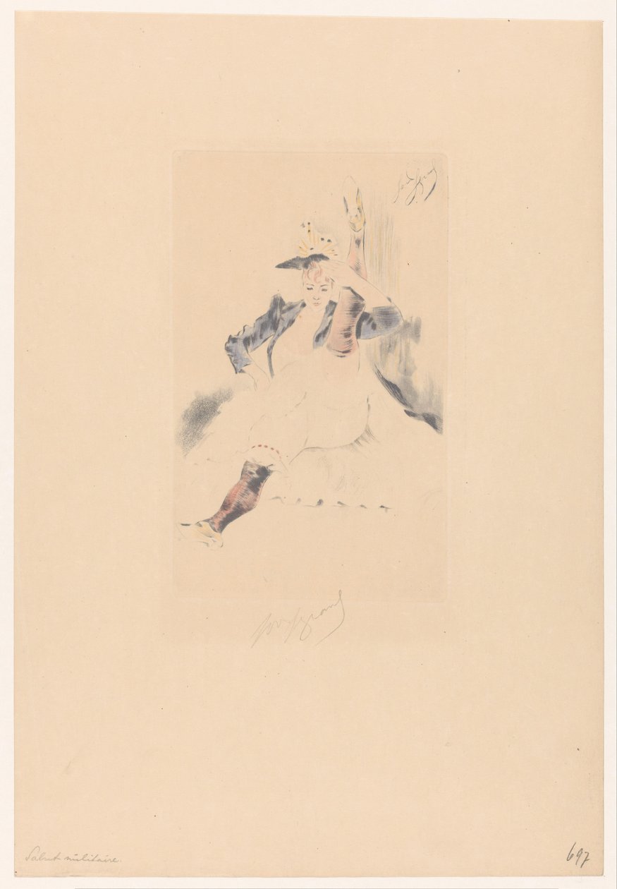 Groetende cancan-danseres door Louis Legrand (signed by artist)