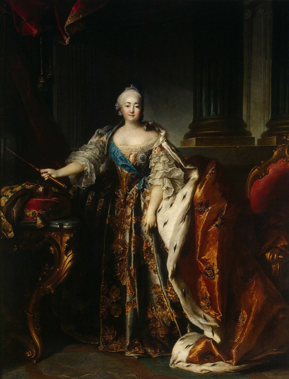 Portret van keizerin Elizabeth door Louis Tocqué
