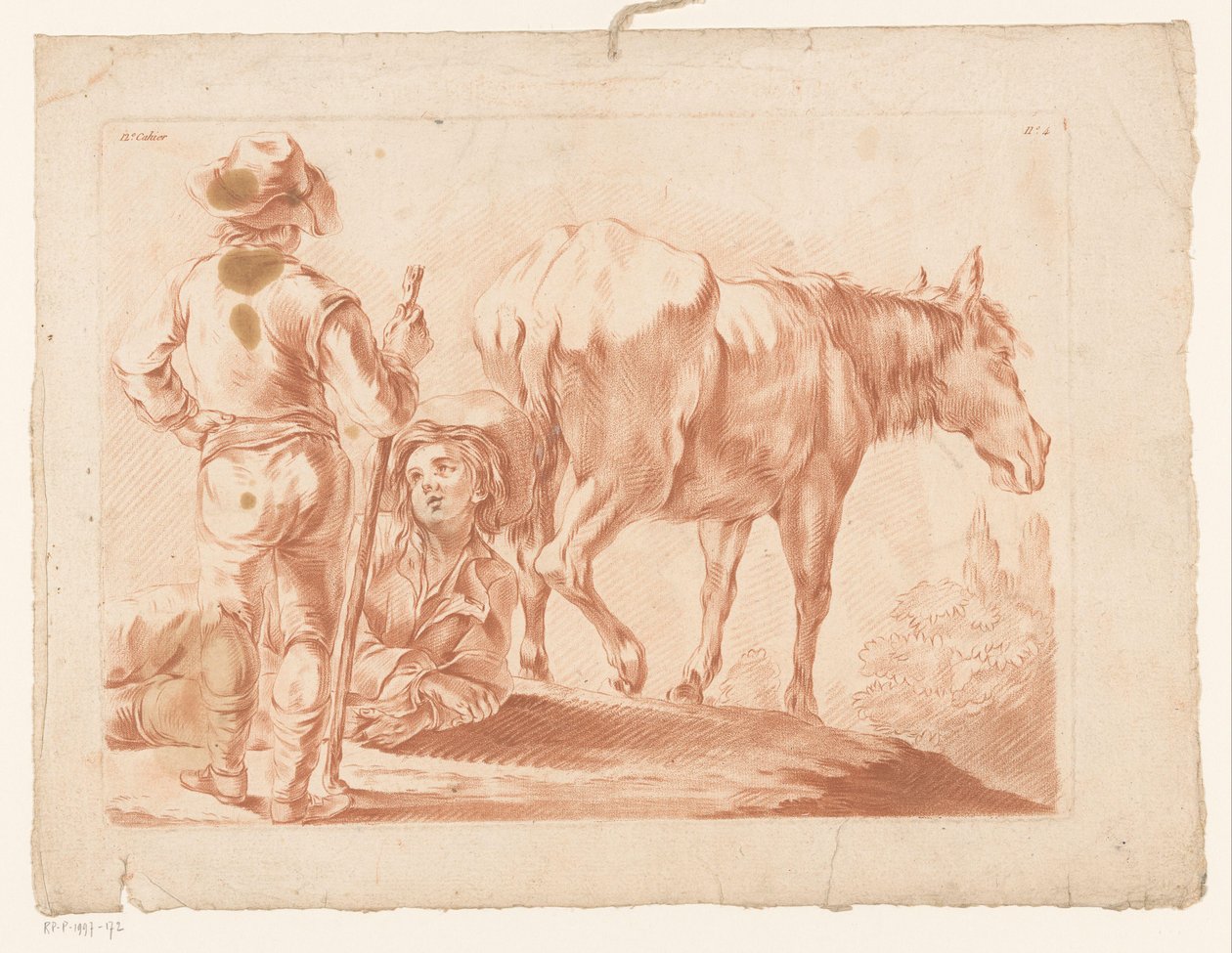 Twee jongens met een paard door Louis Marin Bonnet (possibly)