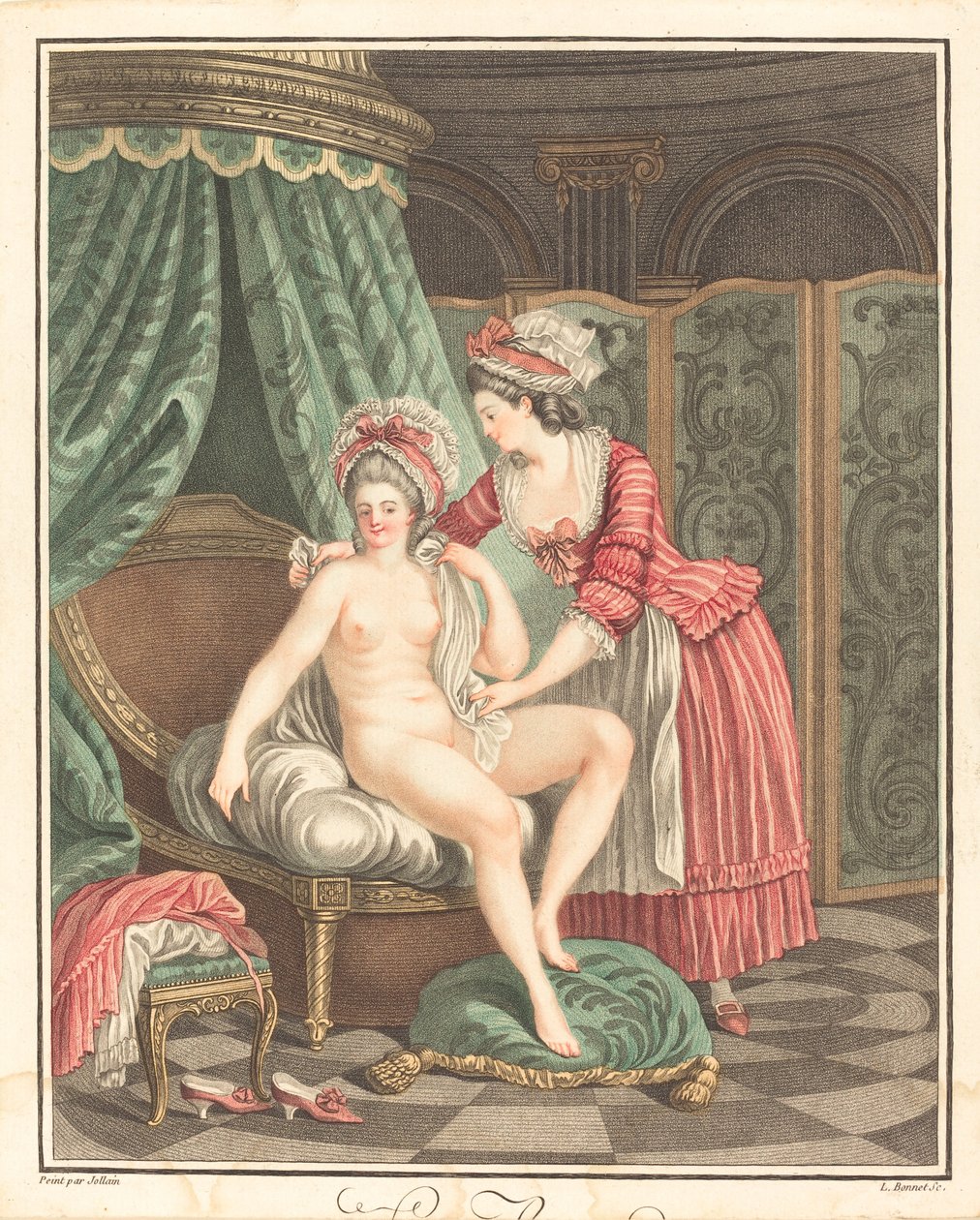 Het bad door Louis Marin Bonnet after Nicolas René Jollain
