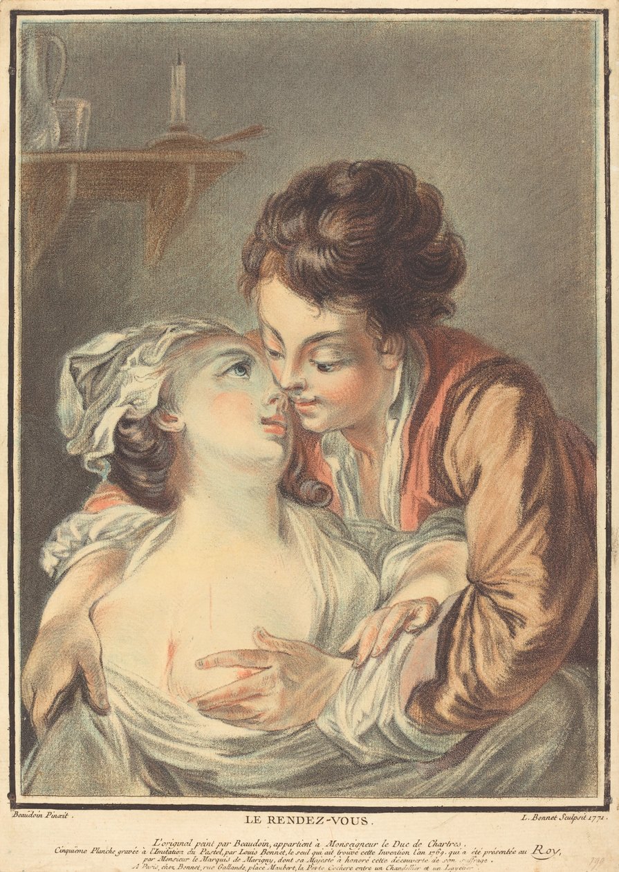 De afspraak door Louis Marin Bonnet after Pierre Antoine Baudouin