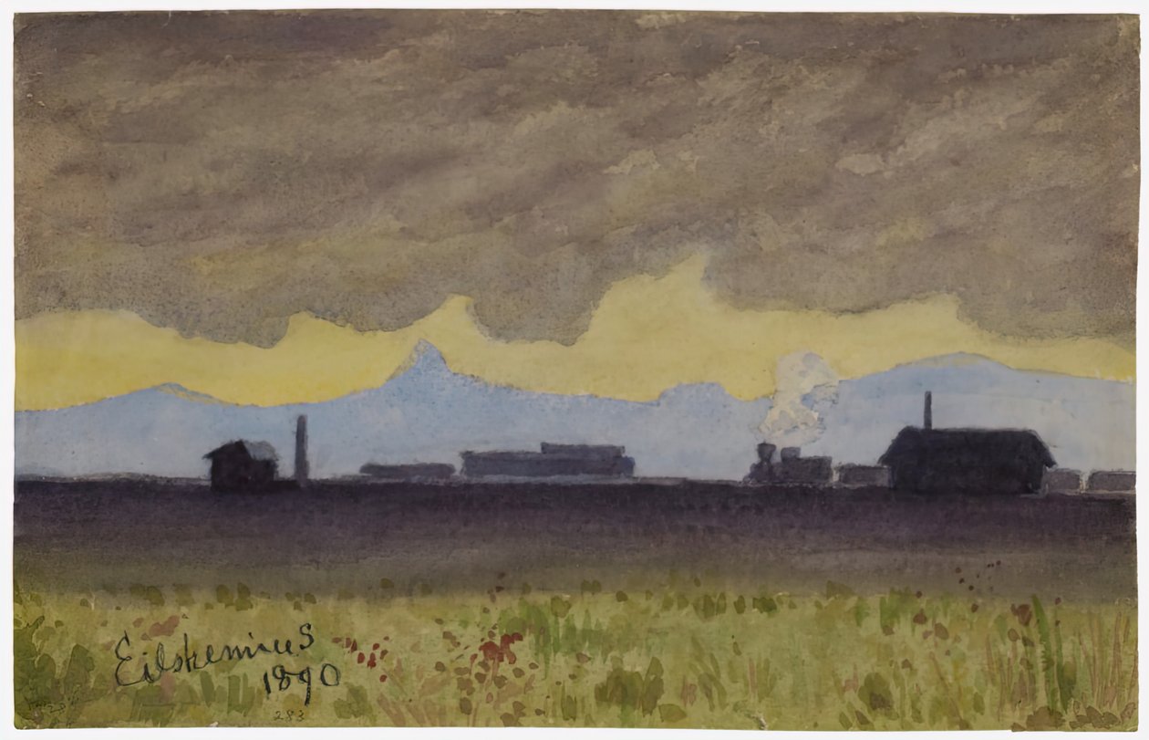 Treinlandschap in Arizona, 1890 door Louis Michel Eilshemius