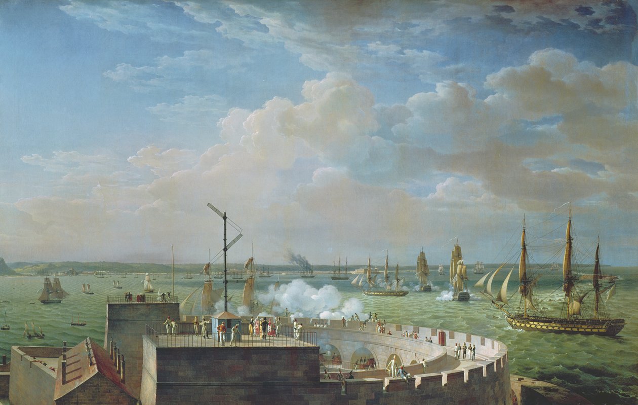 Haven van Cherbourg, 1822 door Louis Philippe Crepin