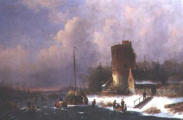 Nederlandse winterscène door Louis Smets