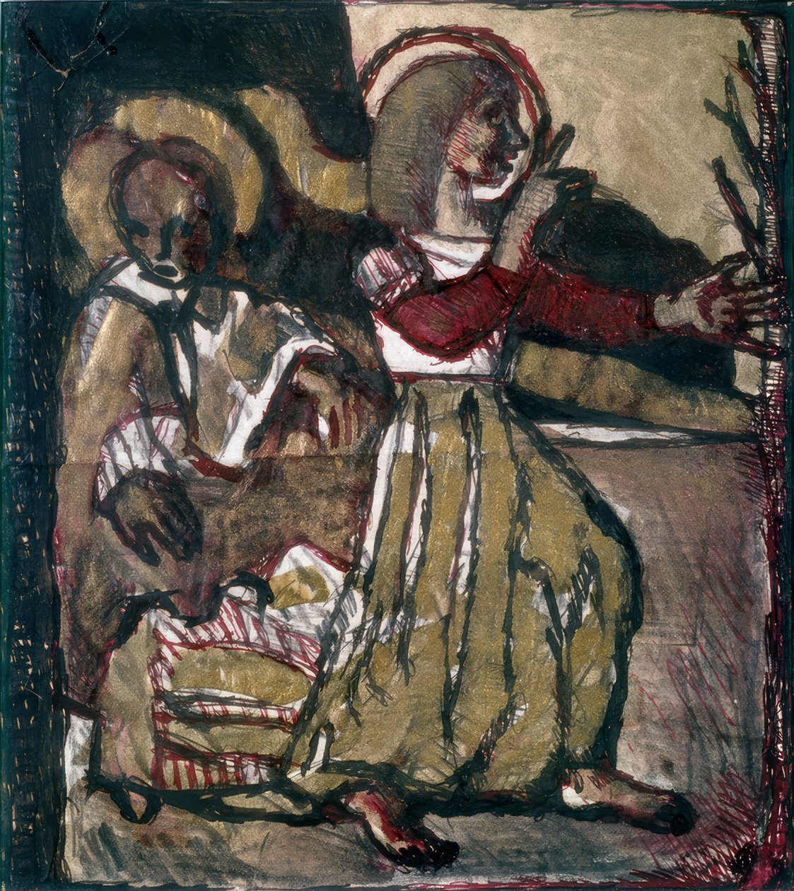 Religieuze scène (Geboorte) door Louis Soutter