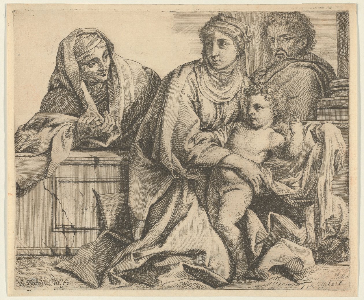 De Heilige Familie met Sint Anna door Louis Testelin