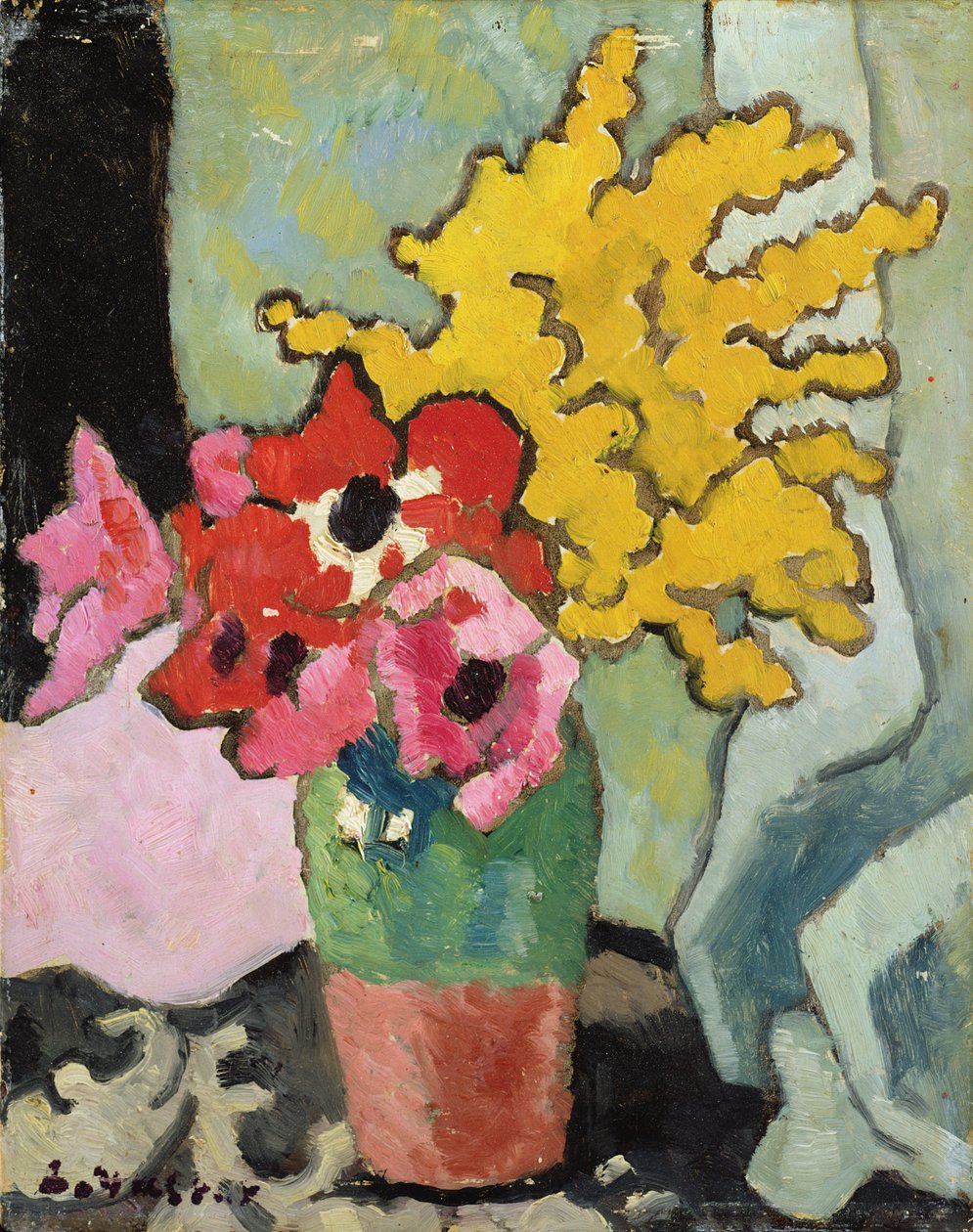Anemonen en Mimosa door Louis Valtat