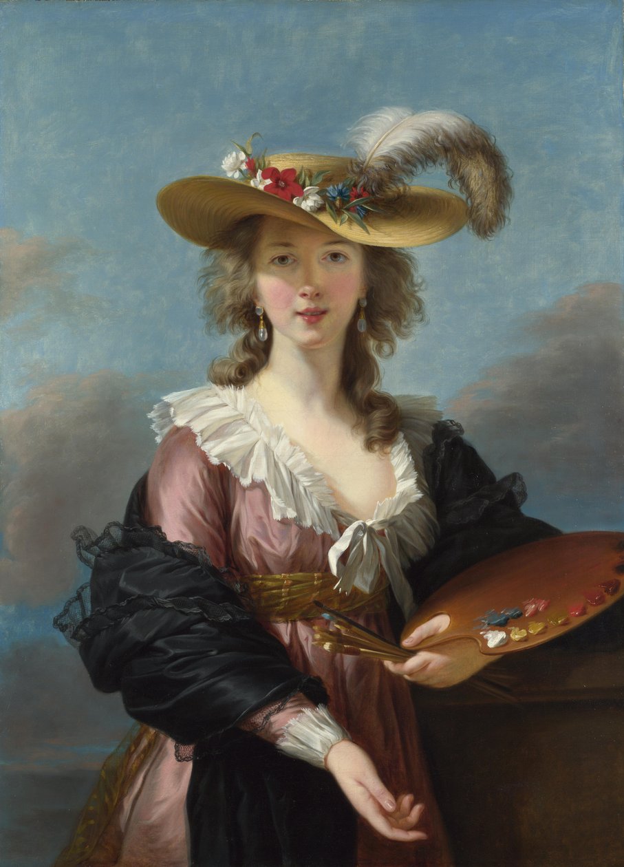 Zelfportret met een strohoed door Elisabeth Louise Vigee Lebrun