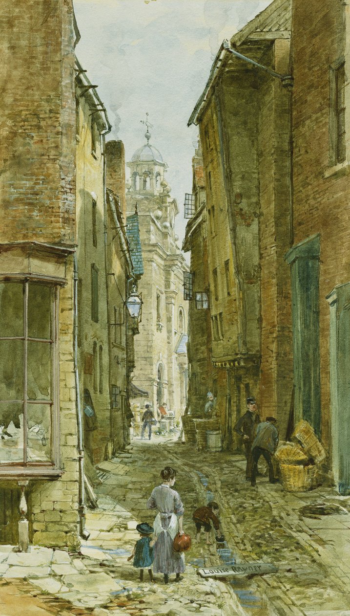 Figuren in Harp Lane, Ludlow door Louise Ingram Rayner