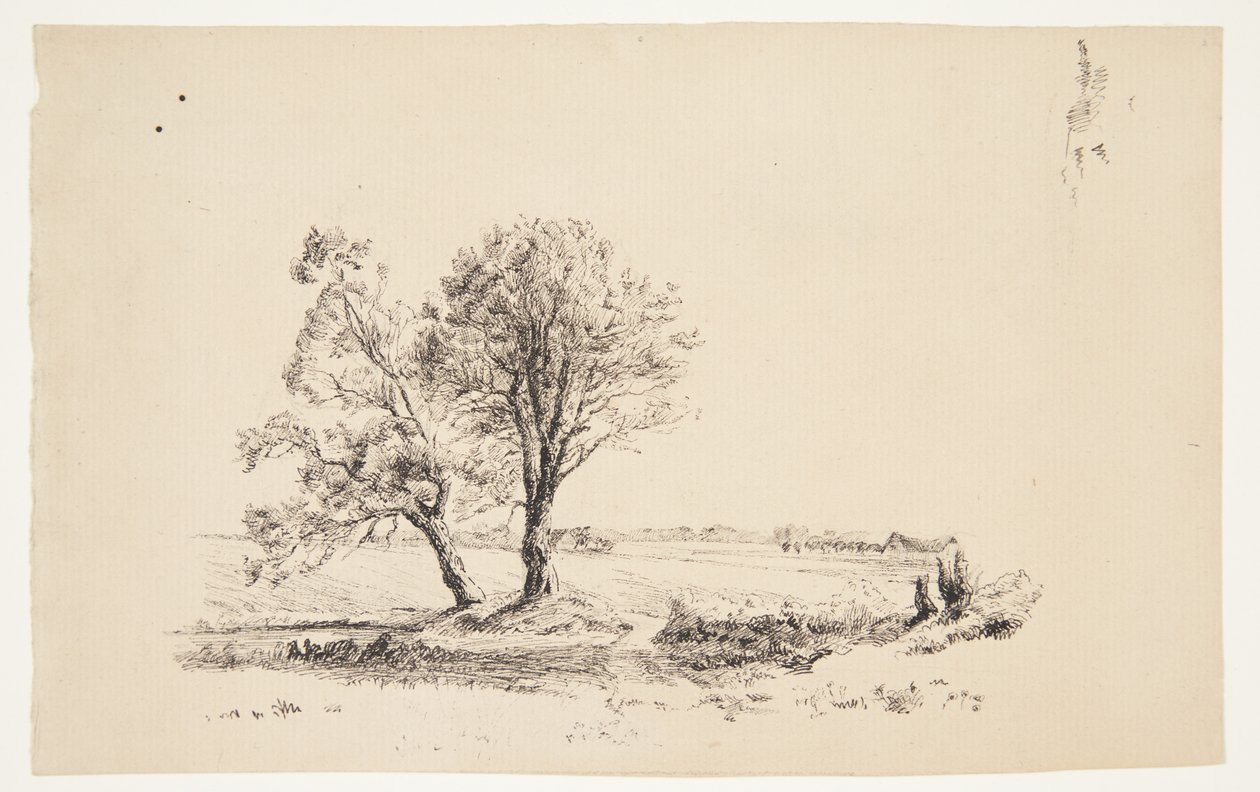 Landschap met Wilgen bij een Waterloop door Louise Ravn Hansen