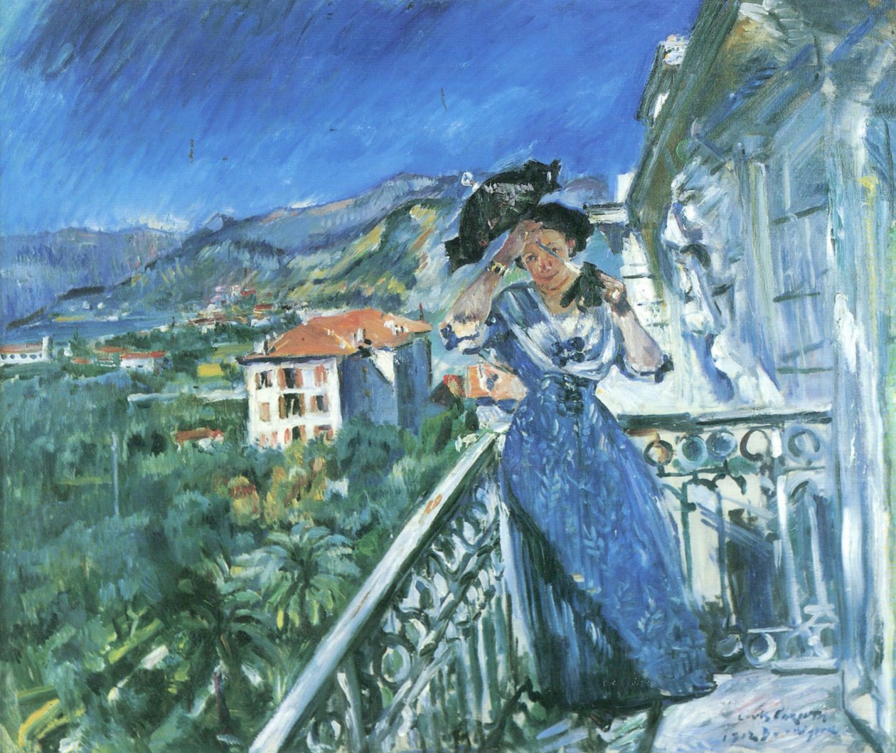 Balkonscène in Bordighera door Lovis Corinth