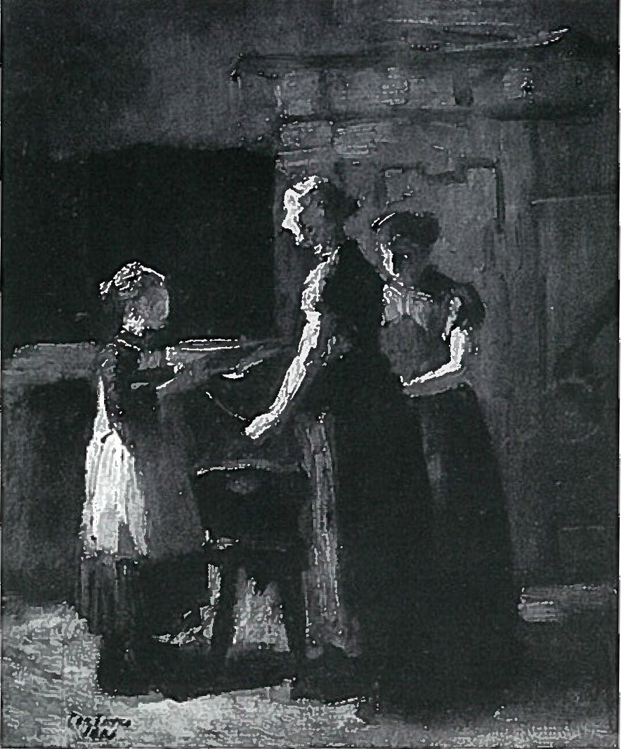 In het vissershuis (studies) door Lovis Corinth
