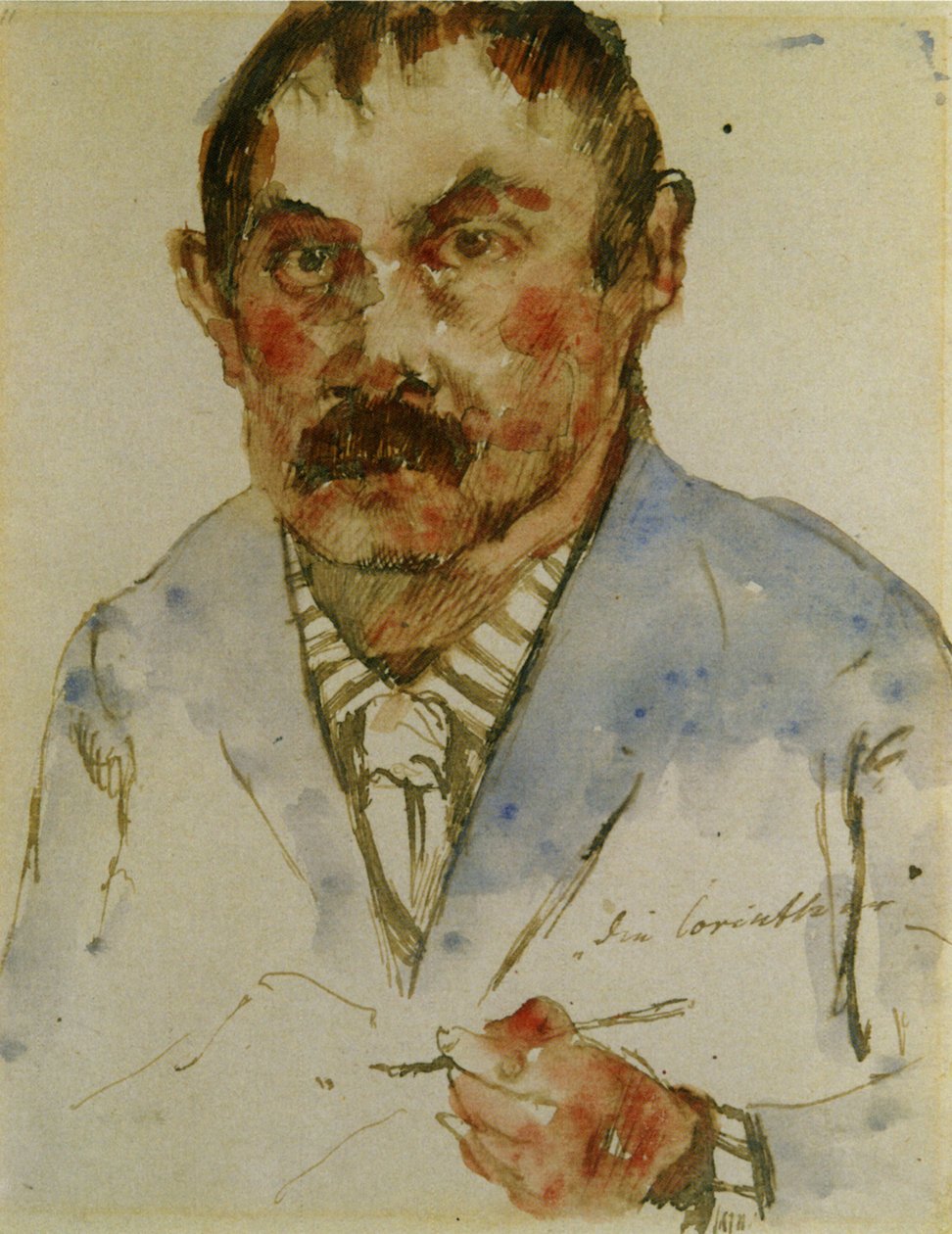 Zelfportret met Penseel in de Hand door Lovis Corinth