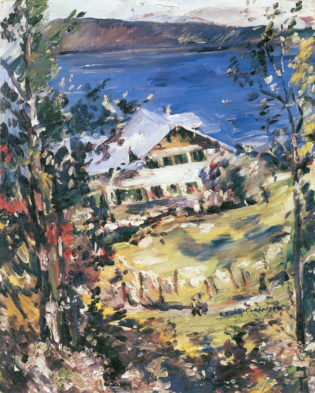 Walchensee, landhuis met wasplaats door Lovis Corinth