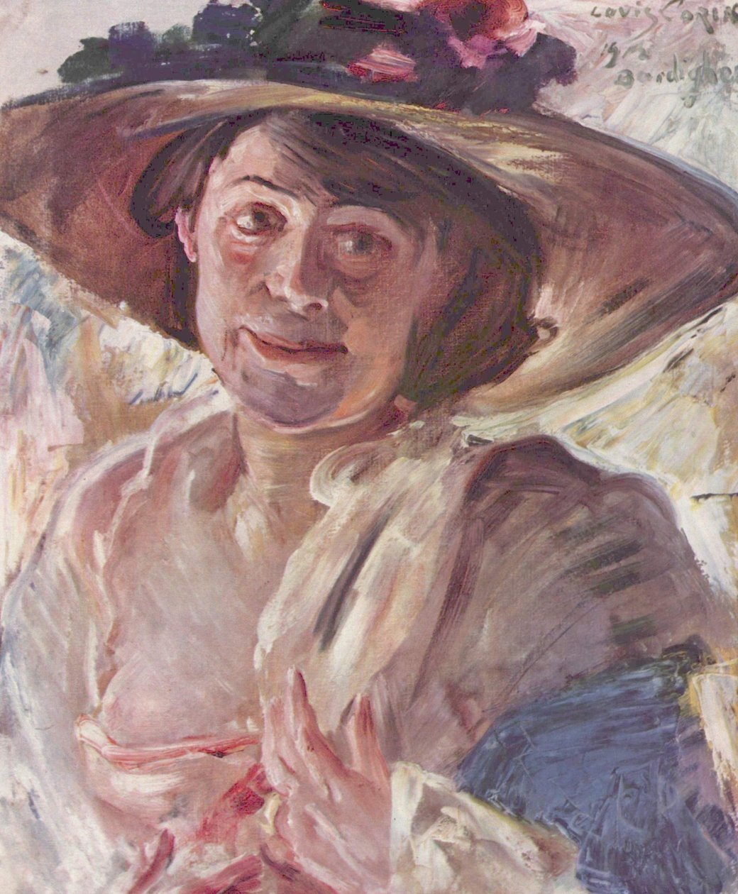 Vrouw met rozenhoed door Lovis Corinth