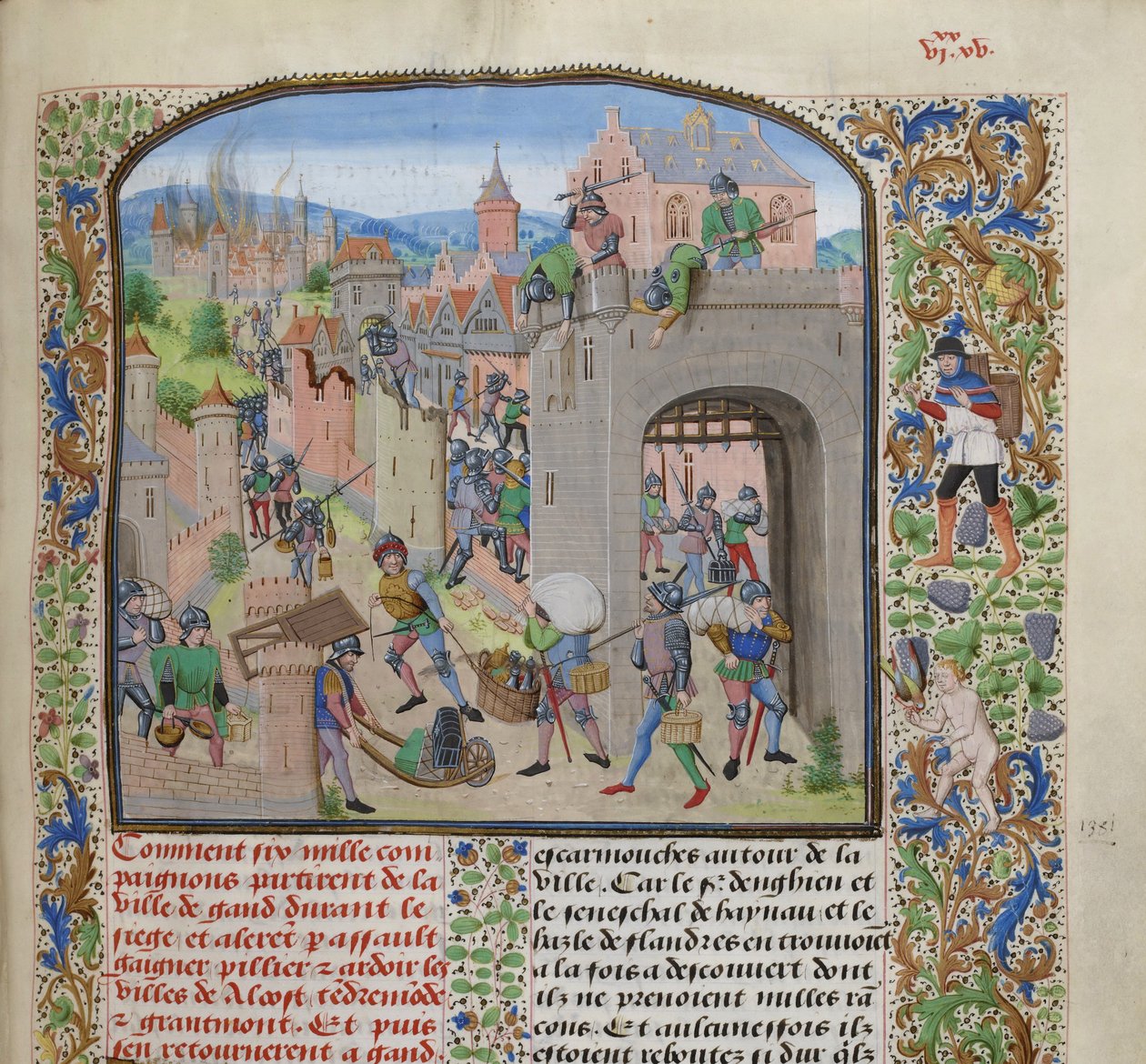 Plundering van de stad Grammont, ca. 1470-1475 door Loyset Liedet