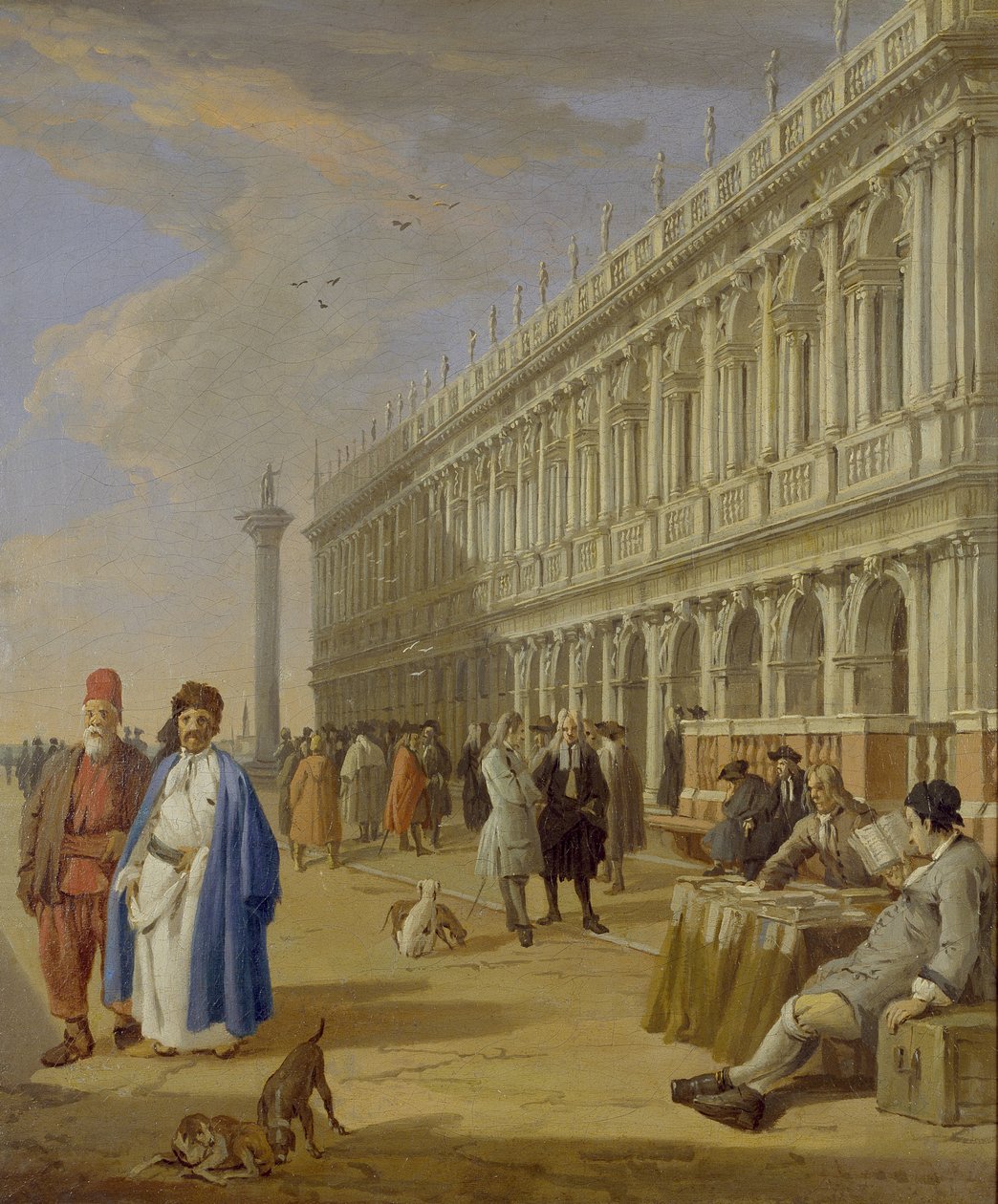Venetië: De Piazzetta met figuren, 18e eeuw door Luca Carlevaris