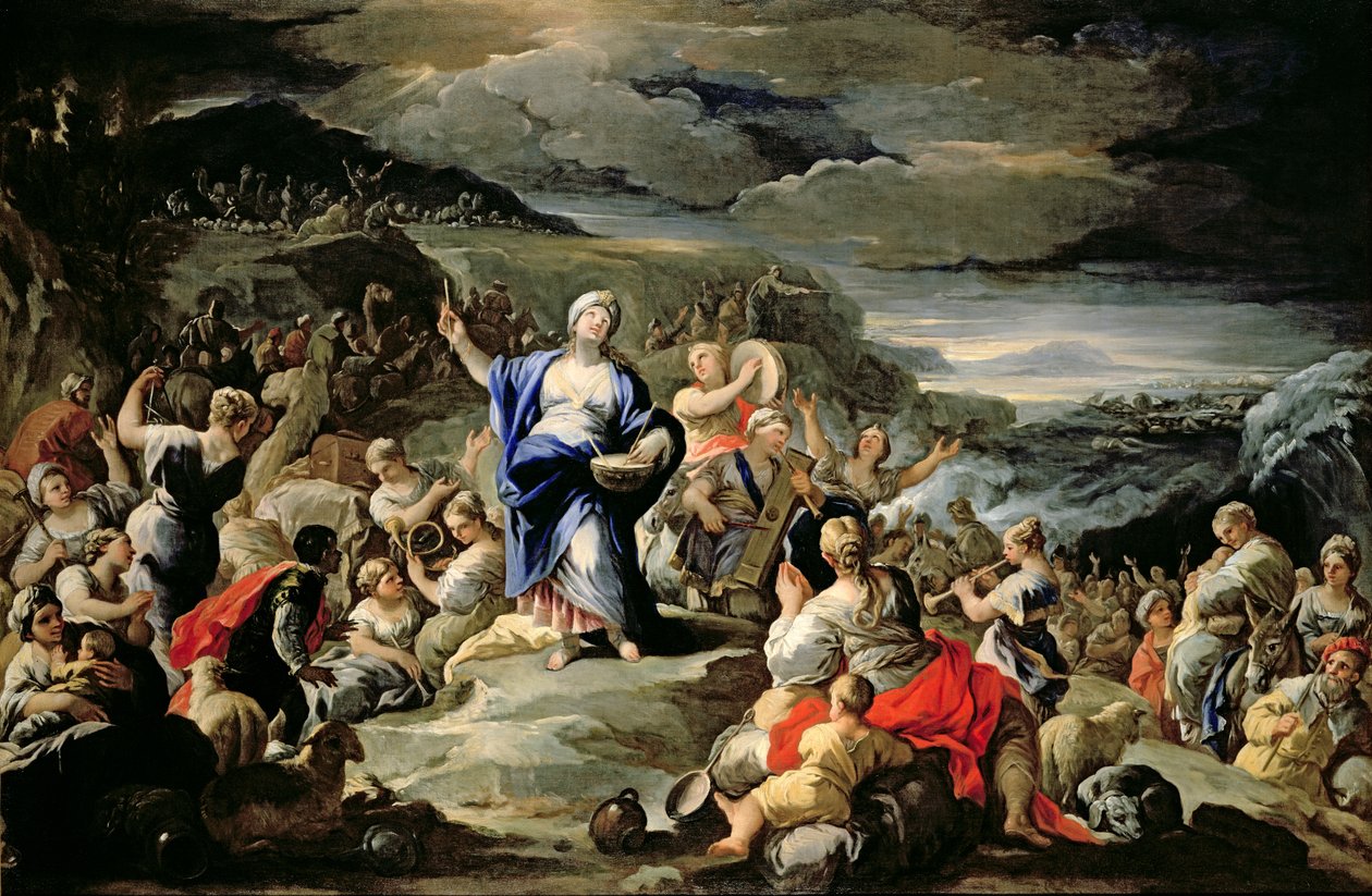 Het lied van Miriam door Luca Giordano