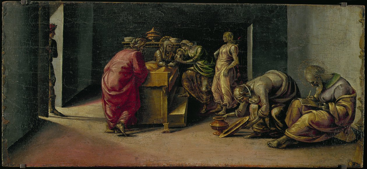 De geboorte van Johannes de Doper door Luca Signorelli