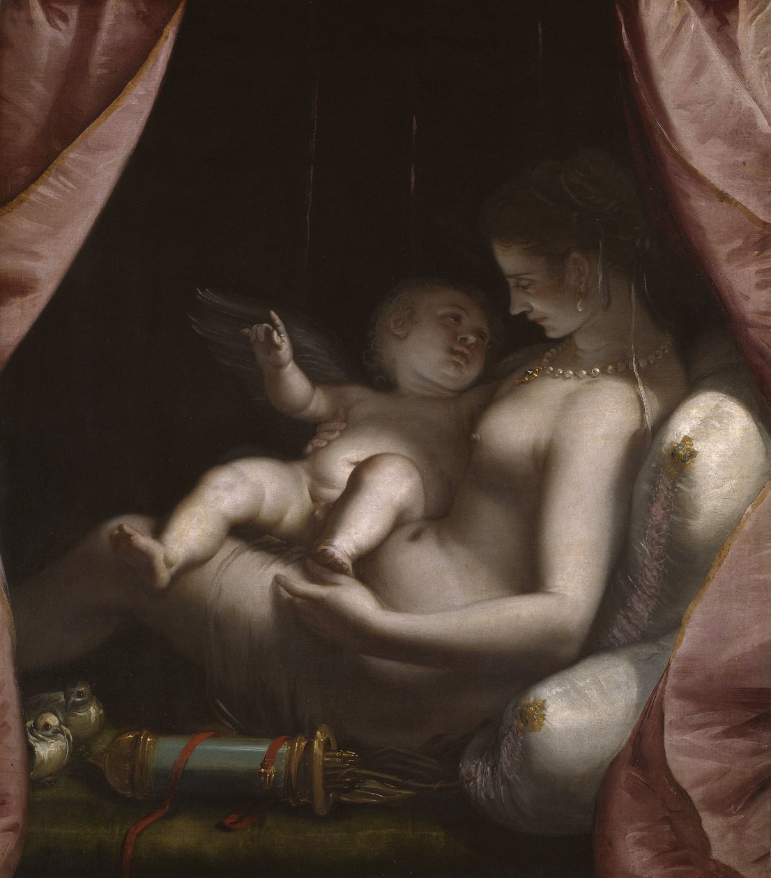 Venus en Cupido door Luca Cambiaso