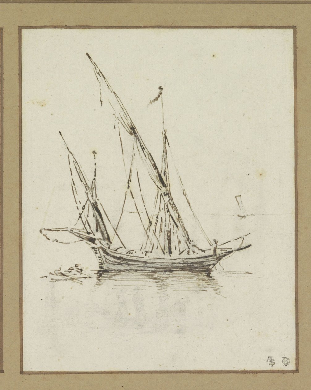 Schip met twee masten door Luca Carlevarijs (possibly)