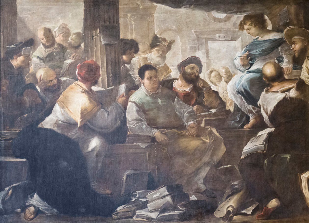 Christus onder de dokters door Luca Giordano