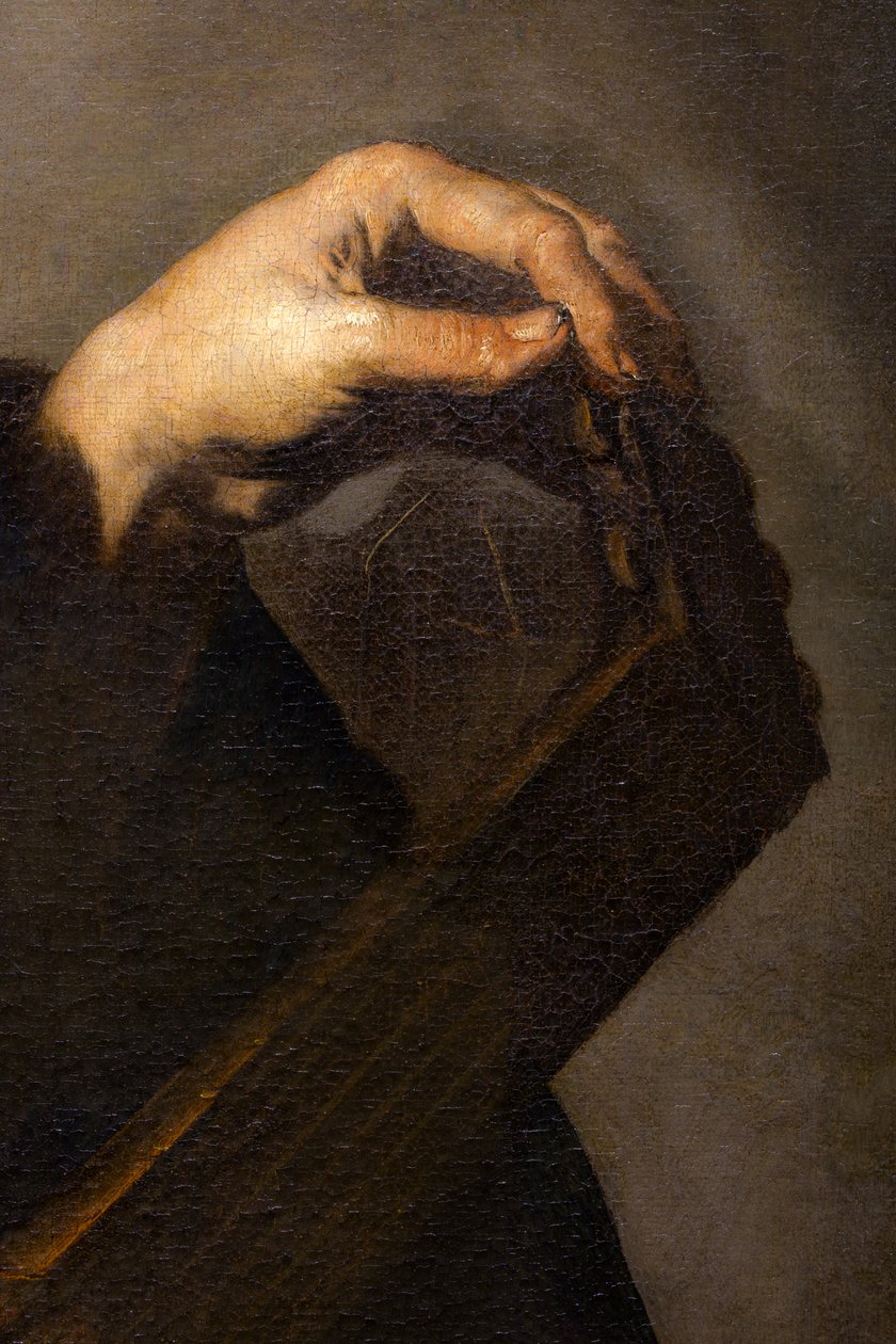 Muzikant stemt zijn luit (detail) door Luca Giordano
