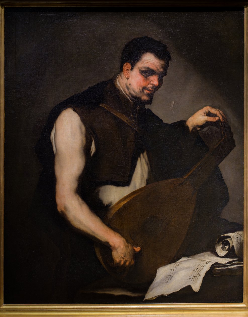 Muzikant stemt zijn luit door Luca Giordano