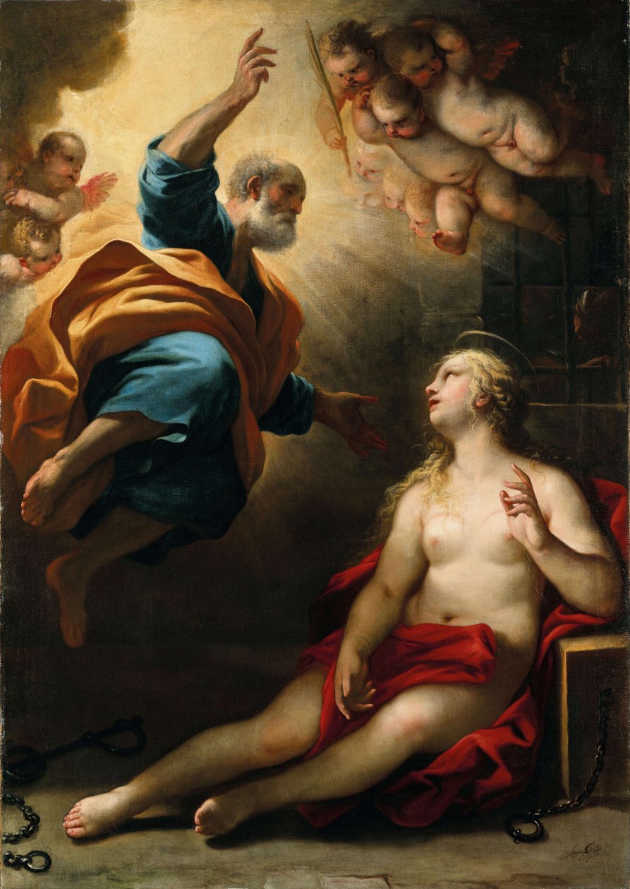 Sint Pieter geneest Sint Agatha door Luca Giordano
