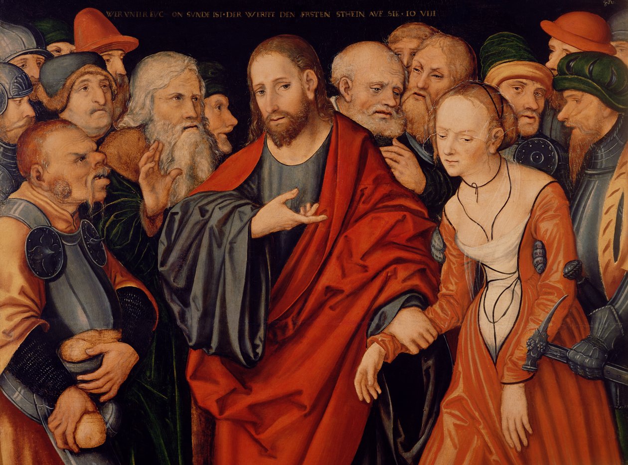 Christus en de Vrouw betrapt op Overspel door Lucas Cranach the Elder